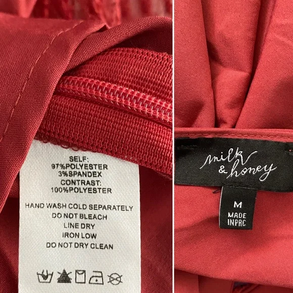 Milk & Honey romantic laced balloon sleeve top, soft red - Picture 3 of 10